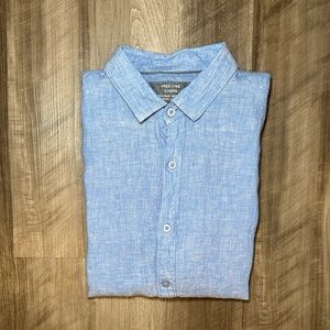 Free Line Athens Pure Linen Luxury Vintage Regular Fit Short Sleeve - Large